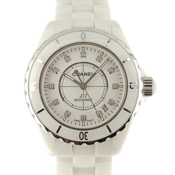 シャネル　CHANEL　J12　H1629　38mm　ホワイトセラミック　12Pダイヤ　USED　中古