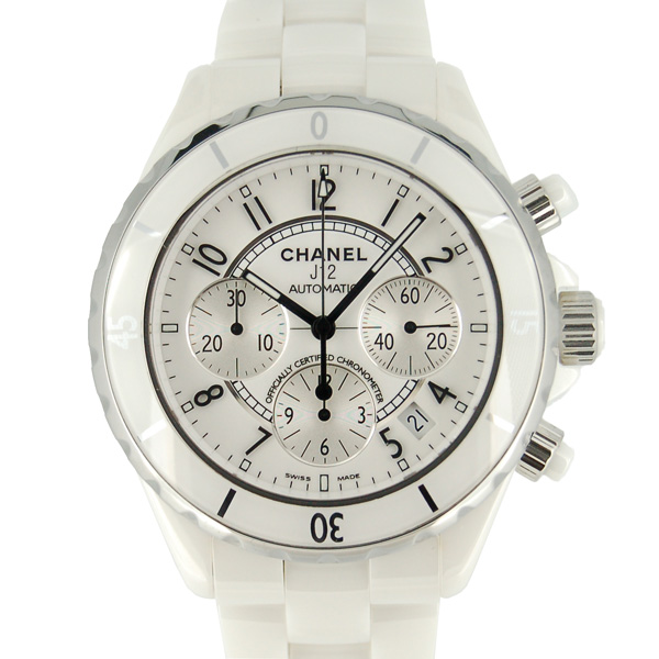 シャネル　CHANEL　J12　クロノグラフ　H1007　ホワイトセラミック　メンズ　41mm　USED　中古