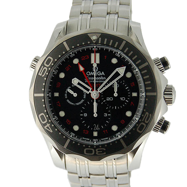 オメガ　OMEGA　シーマスター300　コーアクシャル　GMT　クロノグラフ　212.30.44.52.01.001　ブラック　44mm　USED　中古