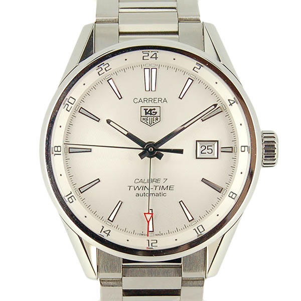 タグホイヤー　TAG HEUER　カレラ　ツインタイム　WAR2011.BA0723　キャリバー7　SS　シルバー　USED　中古