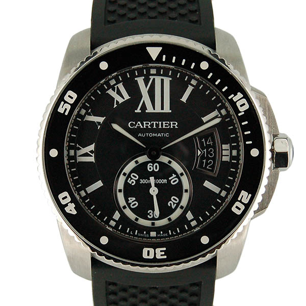 カルティエ　CARTIER　カリブル　ドゥ　カルティエ　ダイバー　W7100056　メンズ　42mm　ブラック　ラバー　USED　中古