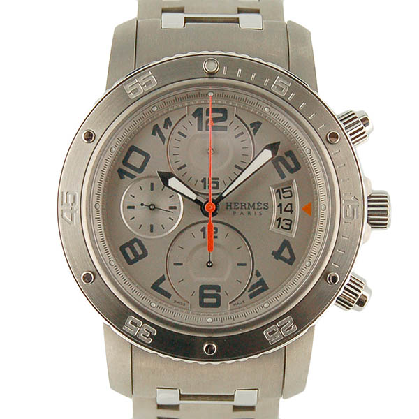 エルメス　HERMES　クリッパークロノ　メカニカルダイバー　CP2.941.220/4963　メンズ　自動巻　ライトグレー　USED　中古