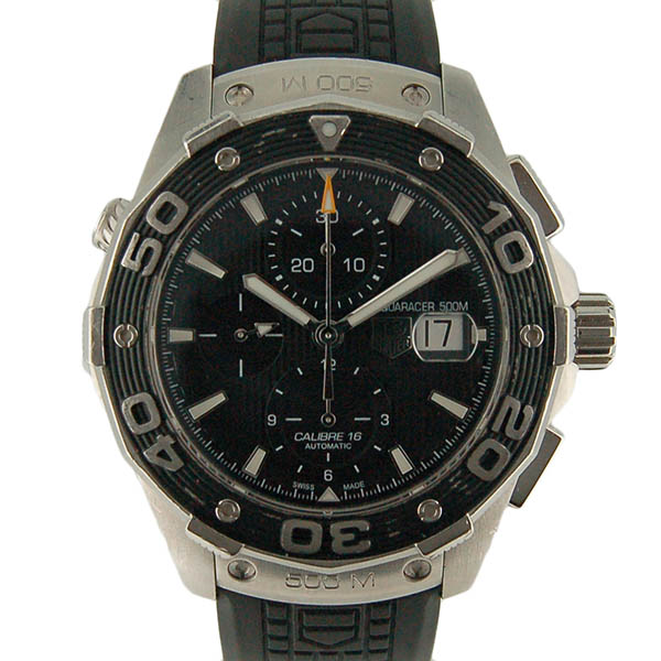 タグホイヤー　TAG HEUER　アクアレーサー　クロノグラフ　CAJ2110.FT6023　SS　44mm　ブラック　ラバーベルト　USED　中古