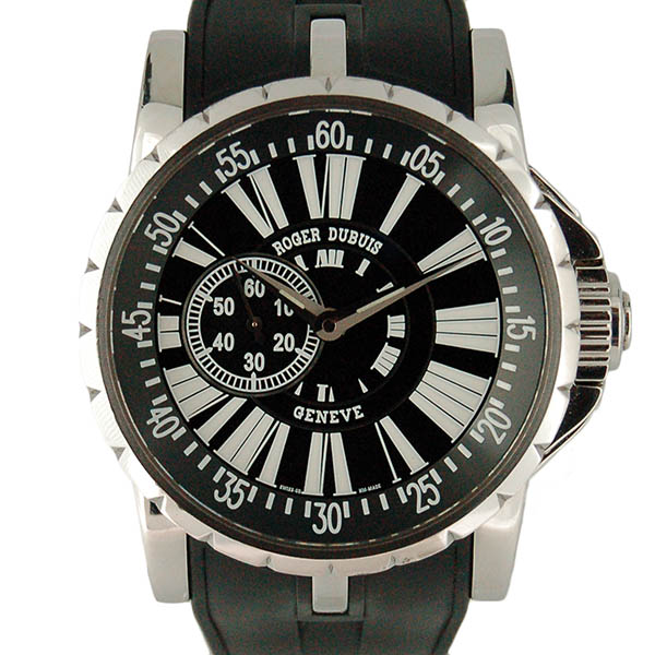ロジェ・デュブイ　ROGER DUBUIS　エクスカリバー　EX45 77 9 9.71R　SS　45mm　ブラック　ラバーベルト　世界888本限定　USED　中古