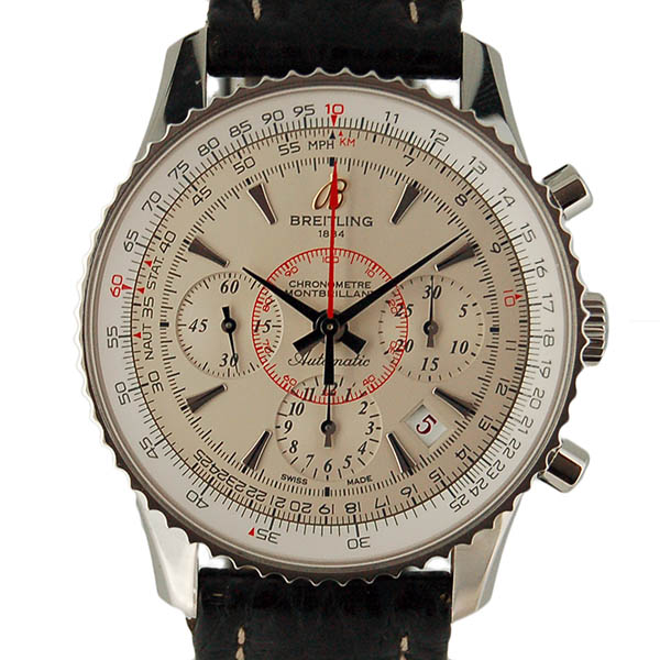 ブライトリング　BREITLING　ナビタイマー　モンブリラン01　リミテッド　S033G09KBA　シルバー　世界2000本限定　革ベルト　USED　中古