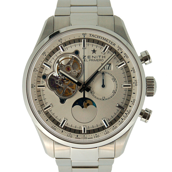 ゼニス　ZENITH　クロノマスターオープン　ムーンフェイズ　03.2160.4047/01.M2160　SS　45mm　シルバー　USED　中古