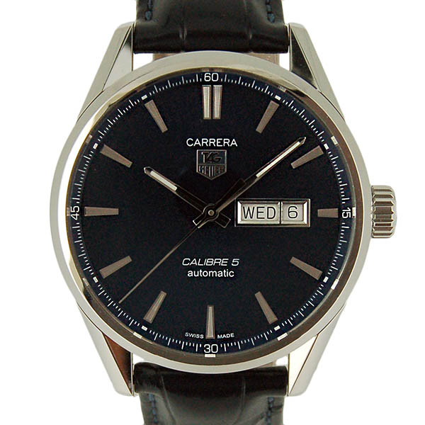 タグホイヤー　TAG HEUER　カレラ　デイデイト　キャリバー5　WAR201E.FC6292　41mm　ブルー　革ベルト　USED　中古