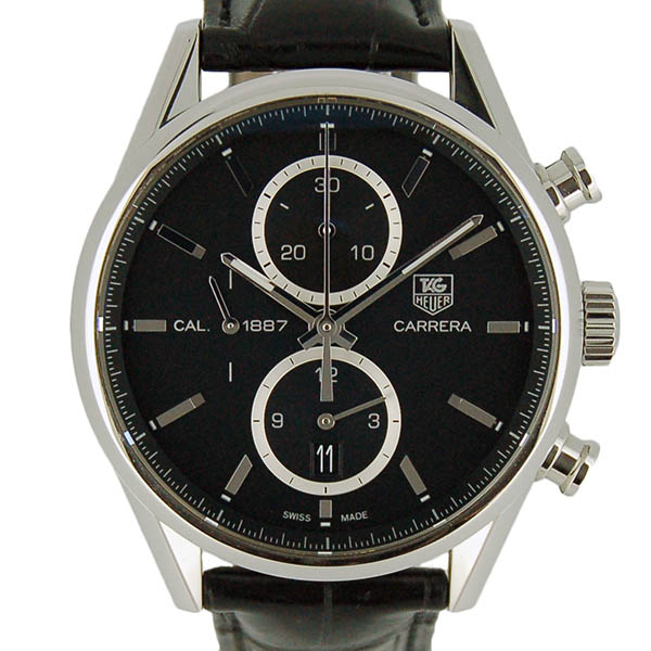 タグホイヤー　TAG HEUER　カレラクロノ　キャリバー1887　CAR2110.FC6266　41mm　SS　ブラック　革ベルト　USED　中古