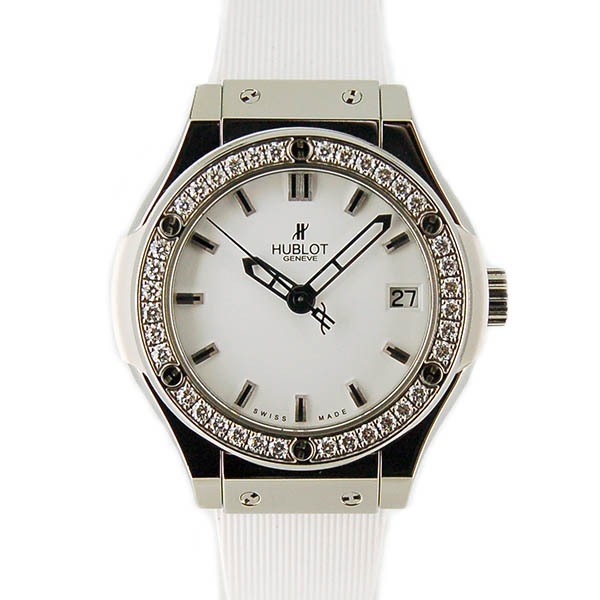 ウブロ　HUBLOT　クラシックフュージョン　チタニウム　ベゼルダイヤ　581.NE.2010.RW.1104　レディース　33mm　クォーツ　USED　中古