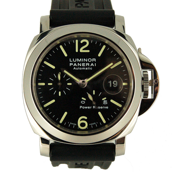パネライ　PANERAI　ルミノールパワーリザーブ　44mm　PAM00090　自動巻　SS　ブラック　ラバーベルト　USED　中古