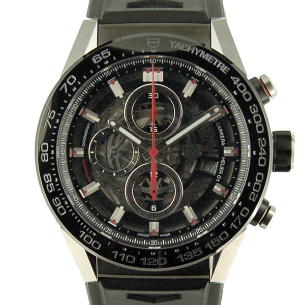 タグホイヤー　TAG HEUER　カレラ　キャリバー　ホイヤー01　ブラック　ラバー　CAR2A1Z.FT6044　USED　中古
