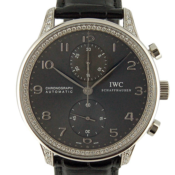 IWC　ポルトギーゼ　クロノグラフ　ダイヤモンドコレクション　IW371474　ホワイトゴールド　革ベルト　USED　中古