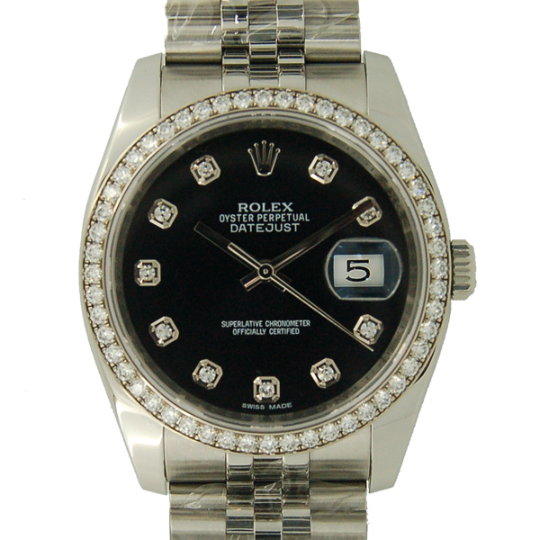 ロレックス　ROLEX　デイトジャスト　Ref.116244G　ダイヤモンド　ブラック　ランダム番　USED　中古
