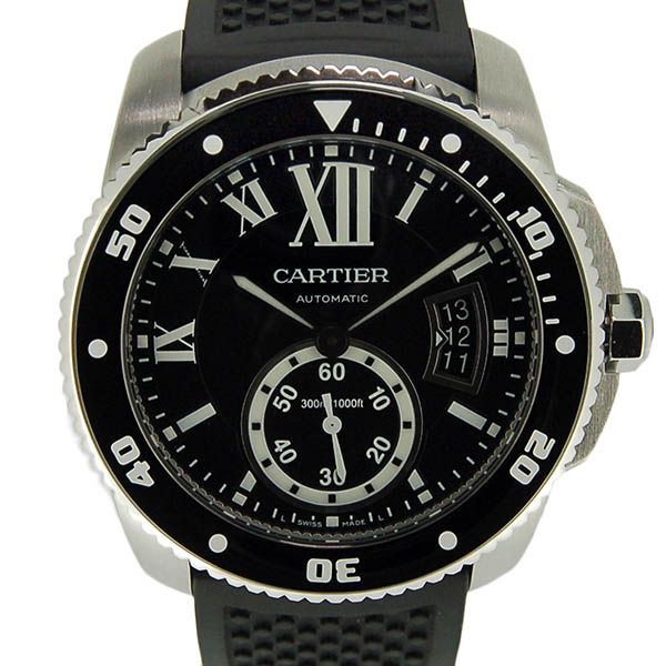 カルティエ　CARTIER　カリブル　ドゥ　カルティエ　ダイバー　W7100056　メンズ　42mm　ブラック　ラバー　USED　中古