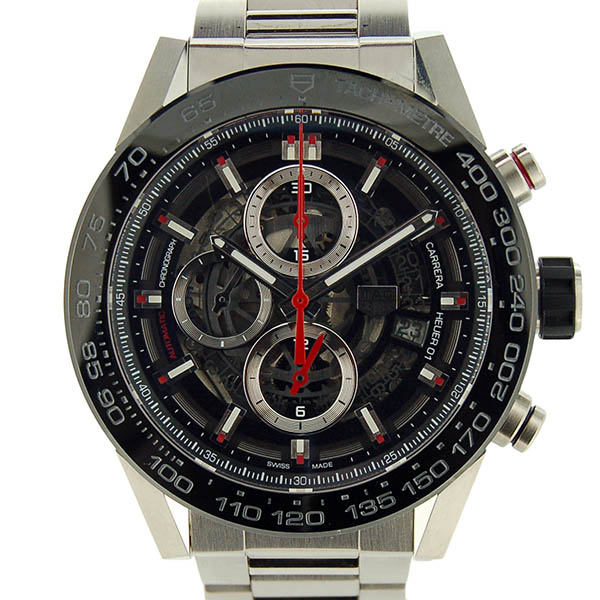 タグホイヤー　TAG HEUER　カレラ　クロノグラフ　キャリバー　ホイヤー01　ブラック　CAR2A1W.BA0703　USED　中古