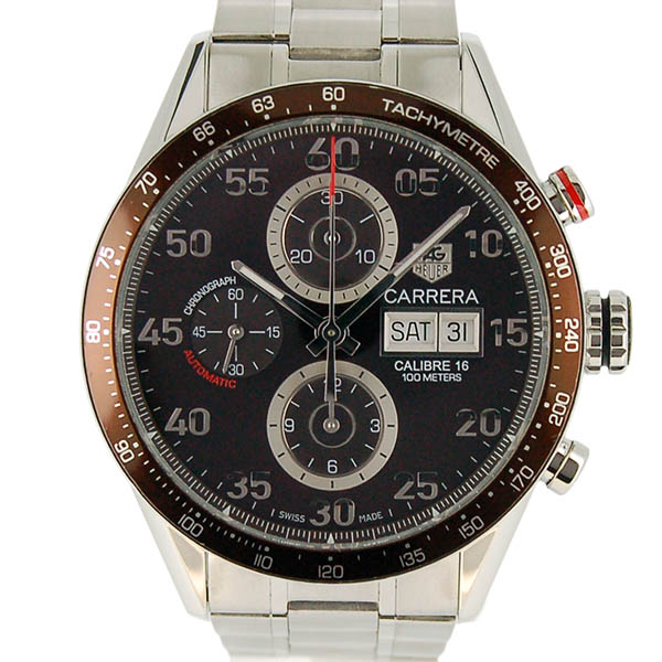 タグホイヤー　TAG HEUER　カレラ　タキメータークロノ　デイデイト　CV2A12.BA0796　ブラウン　USED　中古