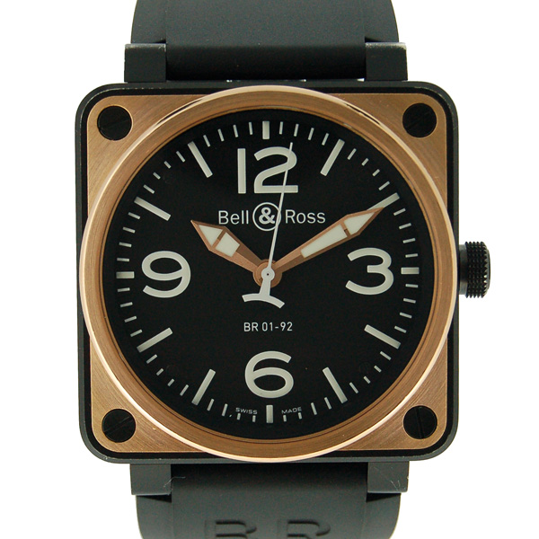 ベル＆ロス　BELL＆ROSS　BR01-92　ピンクゴールド　46mm　自動巻　ブラック　ラバーベルト　USED　中古
