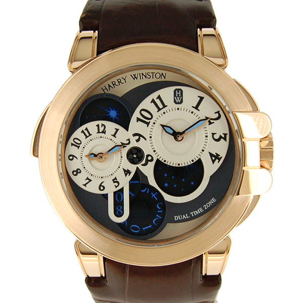 ハリーウィンストン　HARRY WINSTON　オーシャン デュアルタイムゾーン　RG　400/MATZ44RL.W　グレー　USED　中古