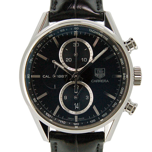 タグホイヤー　TAG HEUER　カレラクロノ　キャリバー1887　CAR2110.FC6266　41mm　SS　ブラック　革ベルト　USED　中古