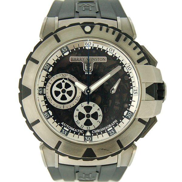 ハリーウィンストン　HARRY WINSTON　オーシャンスポーツ　クロノグラフ　411/MCA44ZC.W2　44mm　ザリウム　ラバーベルト　USED　中古