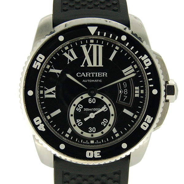 カルティエ　CARTIER　カリブル　ドゥ　カルティエ　ダイバー　W7100056　メンズ　42mm　ブラック　ラバー　USED　中古