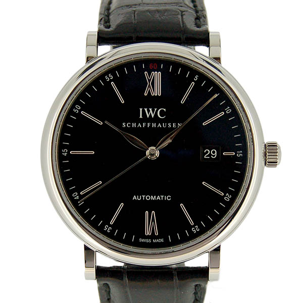 IWC　ポートフィノ　IW356502　SS　40mm　ブラック　革ベルト　USED　中古