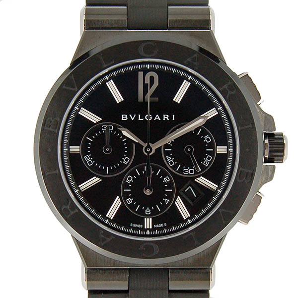 ブルガリ　BVLGARI　ディアゴノ　ウルトラネロ　クロノグラフ　DG42BBSCVDCH　ブラック　新品アウトレット