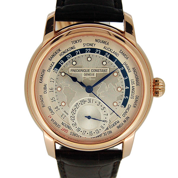 フレデリック・コンスタント　FREDERIQUE CONSTANT　ワールドタイマー マニュファクチュール　FC-718WM4H4　シルバー　USED　中古