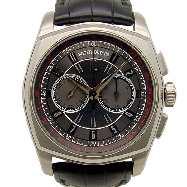 ロジェ・デュブイ　ROGER DUBUIS　モネガスク　クロノグラフ　RDDBMG0005　SS　革ベルト　グレー　USED　中古