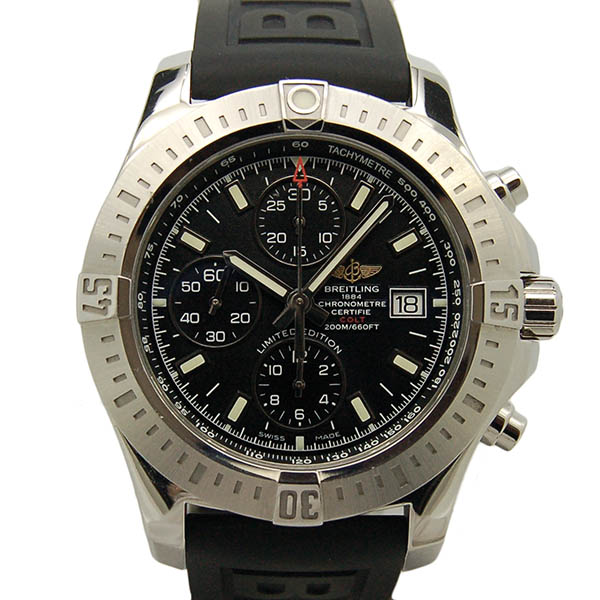ブライトリング　BREITLING　コルト クロノグラフ オート リミテッド　A181B68VRC　日本500本限定　SS　ブラック　44mm　ラバー　USED　中古