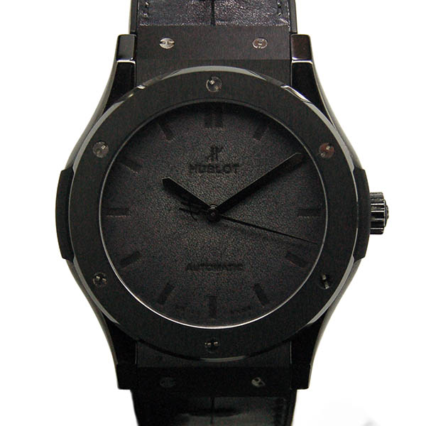 ウブロ　HUBLOT　クラシックフュージョン　ベルルッティ　オールブラック　511.CM.0500.VR.BER16　世界500本限定　セラミック　ヴェネチアレザー　45mm　USED　中古