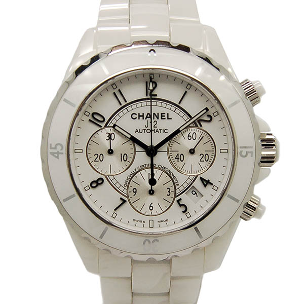シャネル　CHANEL　J12　クロノグラフ　H1007　ホワイトセラミック　メンズ　41mm　USED　中古