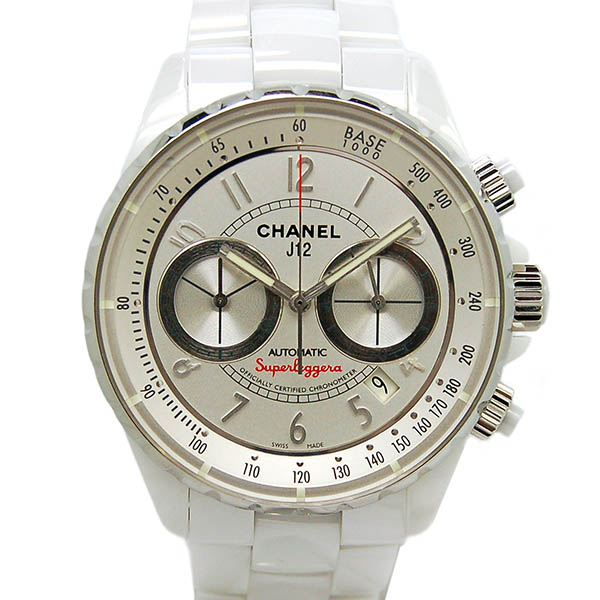 シャネル　CHANEL　J12　スーパーレッジェーラ　H3410　41mm　ホワイトセラミック　クロノグラフ　メンズ　USED　中古