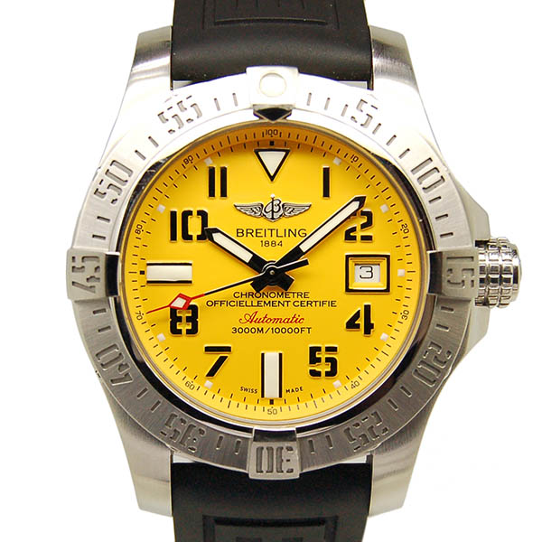 ブライトリング　BREITLING　アベンジャー2　シーウルフ　A077I19VPR　イエロー　ラバーベルト　USED　中古