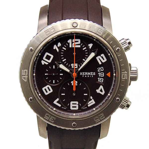 エルメス　HERMES　クリッパークロノ　メカニカルダイバー　CP2.941.435/1C7　メンズ　自動巻　ブラウン　USED　中古