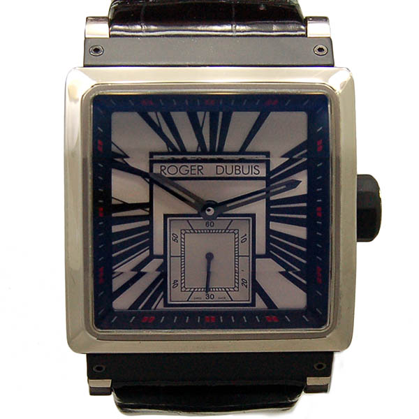 ロジェ・デュブイ　ROGER DUBUIS　キングスクエア　KS40-821-71-00/03R01/A　シルバー　革ベルト　40mm　USED　中古