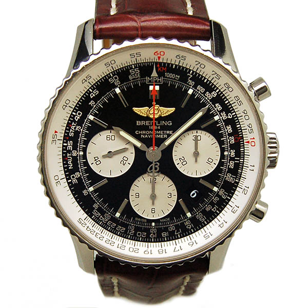 ブライトリング　BREITLING　ナビタイマー01　A022B01WBD　自動巻　ブラック　SS　革　43mm　USED　中古