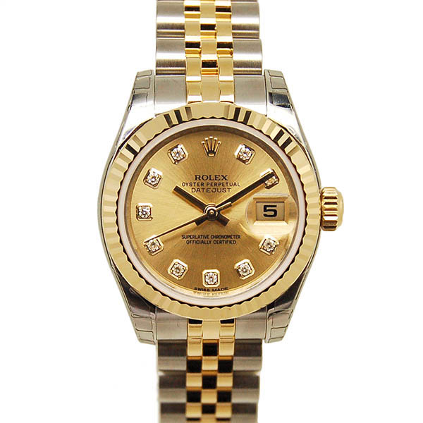 ロレックス　ROLEX　デイトジャスト　Ref.179173G　シャンパン　10Pダイヤ　SS/18KYG　新品アウトレット