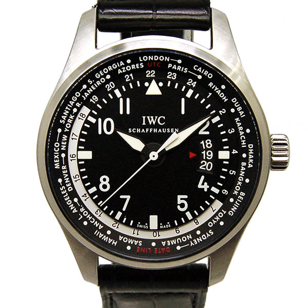 IWC　パイロットウォッチ　ワールドタイマー　IW326201　SS　ブラック　自動巻　革　USED　中古