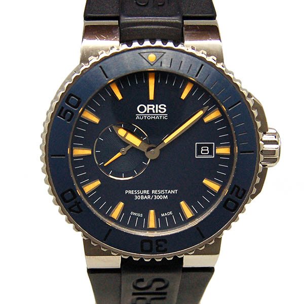 オリス　ORIS　アクイス　デイト　モルディブ　リミテッドエディション　01 643 7654 7185-Set RS　世界2000本限定　ブルー　USED　中古