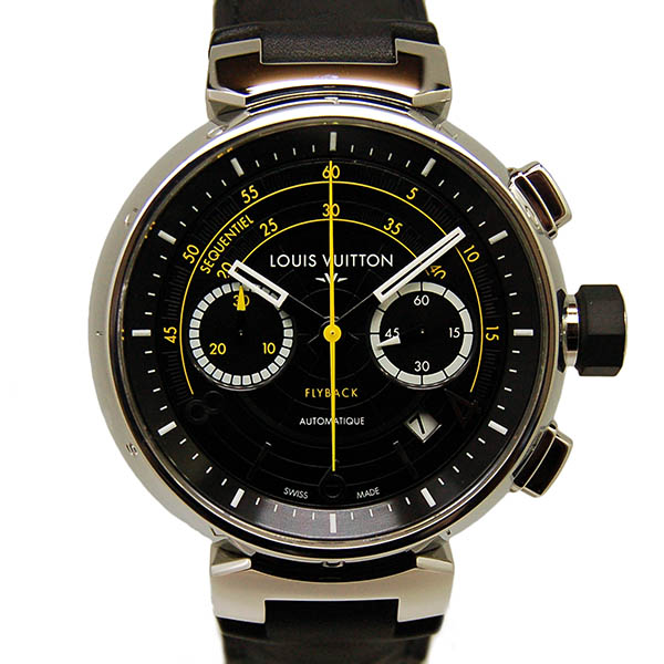 ルイヴィトン　LOUIS VUITTON 　タンブール フライバック クロノグラフ ヴォレ2　Q102B　44mm　メンズ　自動巻　ブラック　44mm　世界888本限定　USED　中古