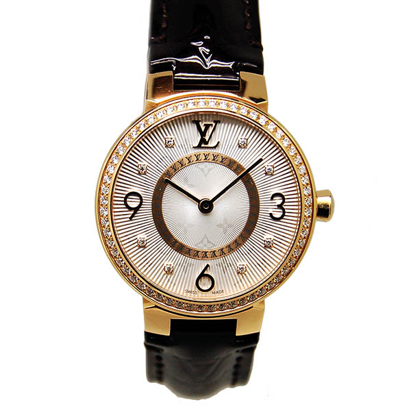 ルイヴィトン　LOUIS VUITTON 　タンブール モノグラム PM ディアモン　Q12MR　クォーツ　18KPG　ベゼルダイヤ　28mm　USED　中古
