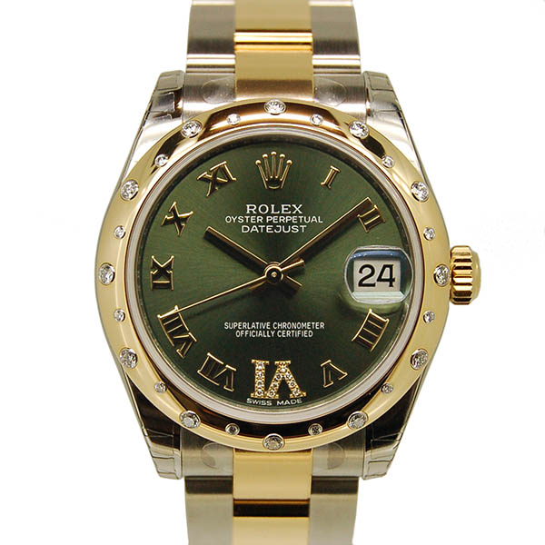ロレックス　ROLEX　デイトジャスト　Ref.178343　オリーブグリーン　SS×YG　VIダイヤ　31mm　未使用品