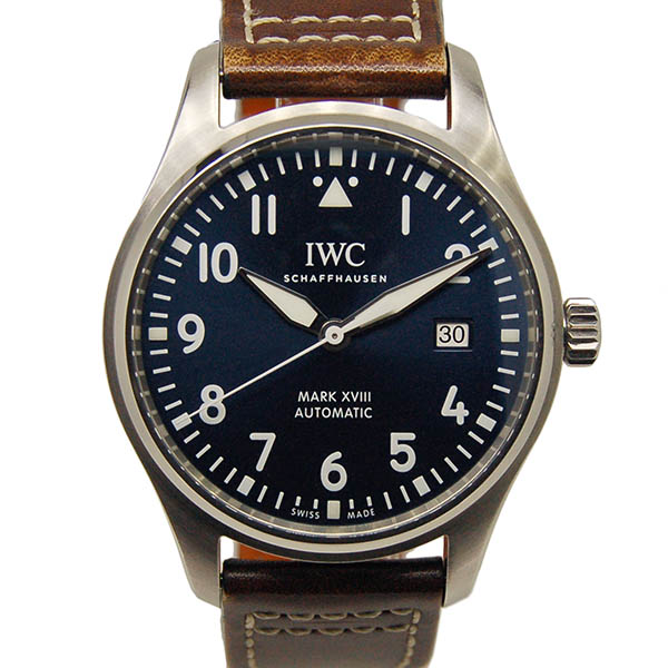 IWC　パイロットウォッチ　マーク18　プティ・プランス　IW327004　ブルー　革ベルト　USED　中古