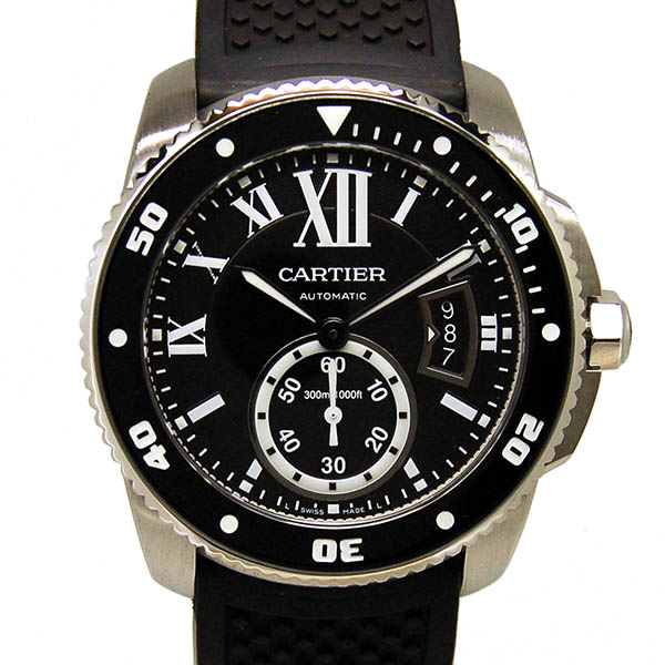 カルティエ　CARTIER　カリブル　ドゥ　カルティエ　ダイバー　W7100056　メンズ　42mm　ブラック　ラバー　USED　中古