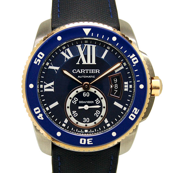 カルティエ　CARTIER　カリブル ドゥ カルティエ ダイバー　W2CA0008　SS×18KPG　ブルー　42mm　USED　中古