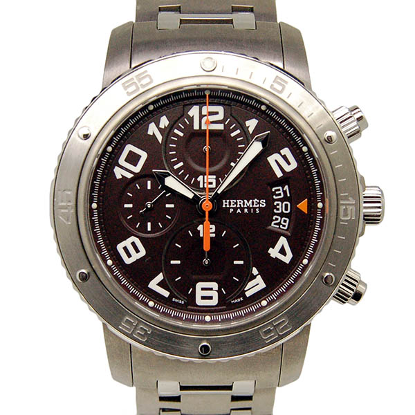 エルメス　HERMES　クリッパークロノ　メカニカルダイバー　CP2.941.435/4963　メンズ　自動巻　ブラウン　USED　中古