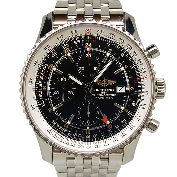 ブライトリング　BREITLING　ナビタイマーワールド　A242B26NP　GMT　自動巻　ブラック　45mm　USED　中古