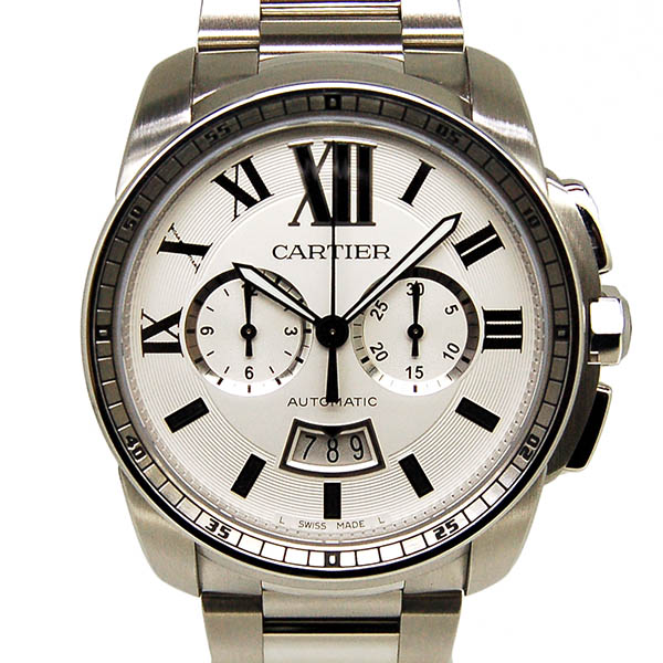 カルティエ　CARTIER　カリブル　ドゥ　カルティエ　クロノグラフ　W7100045　SS　シルバー　メンズ　USED　中古