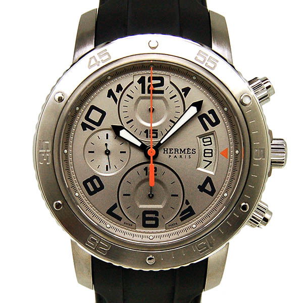 エルメス　HERMES　クリッパークロノ　メカニカルダイバー　CP2.941.220/1C1　グレー　44mm　USED　中古